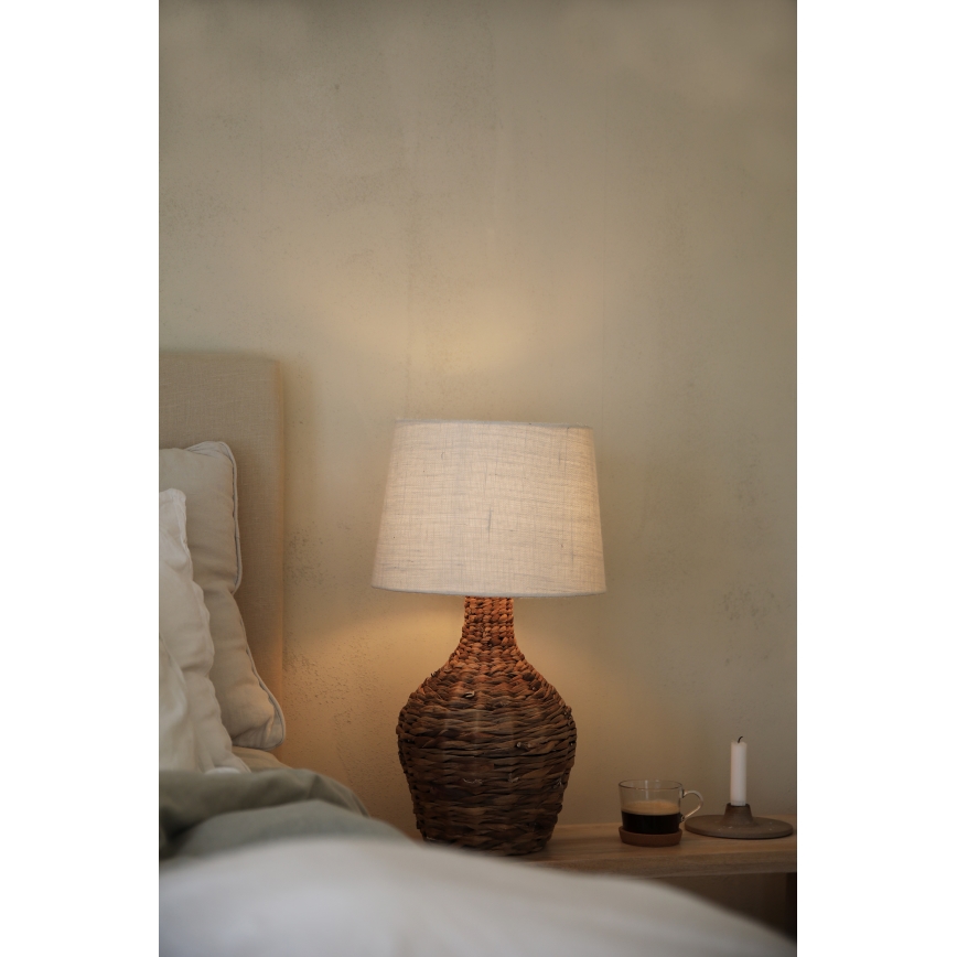 Markslöjd 108771 - Lampe de table PAGLIA 1xE27/40W/230V blanc/rotin