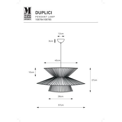 Markslöjd 108784 - Suspension filaire DUPLICI 1xE27/40W/230V noir/bambou