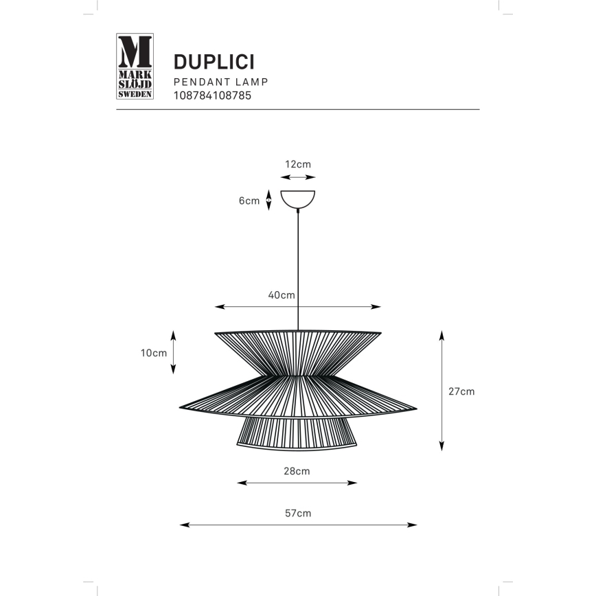Markslöjd 108785 - Lampadario a sospensione con filo DUPLICI 1xE27/40W/230V beige/bambù