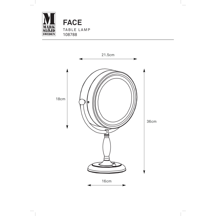 Markslöjd 108788 - Miroir cosmétique FACE 1xE14/25W/230V