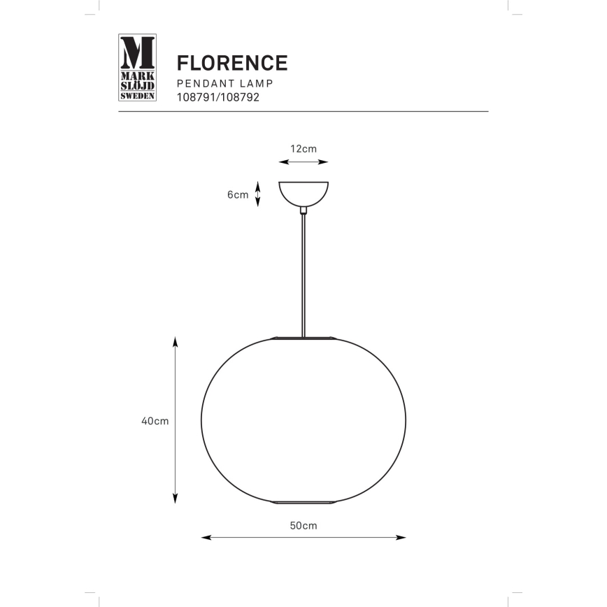 Markslöjd 108791 - Lampadario a sospensione con filo FORENCE 1xE27/40W/230V diametro 50 cm nero