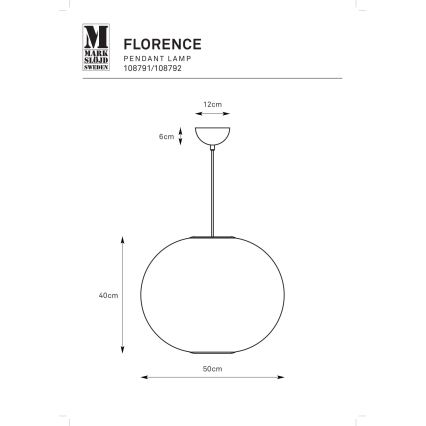 Markslöjd 108792 - Lampadario a sospensione con filo FORENCE 1xE27/40W/230V diametro 50 cm bianco