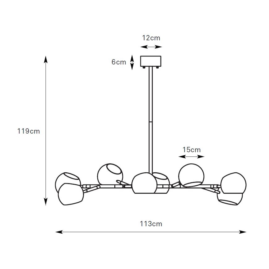 Markslöjd 108852 - Suspension-barre EDGAR 8xE14/40W/230V noir