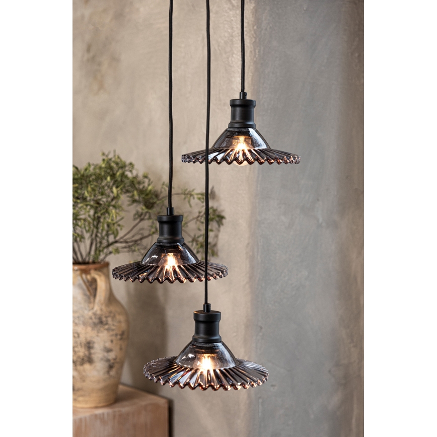 Markslöjd 108853 - Suspension filaire NOVIA 3xE27/40W/230V noir/fumé