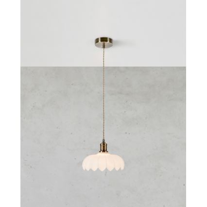 Markslöjd 108857 - Lampadario a sospensione con filo KURAGE 1xE27/40W/230V ottone/bianco