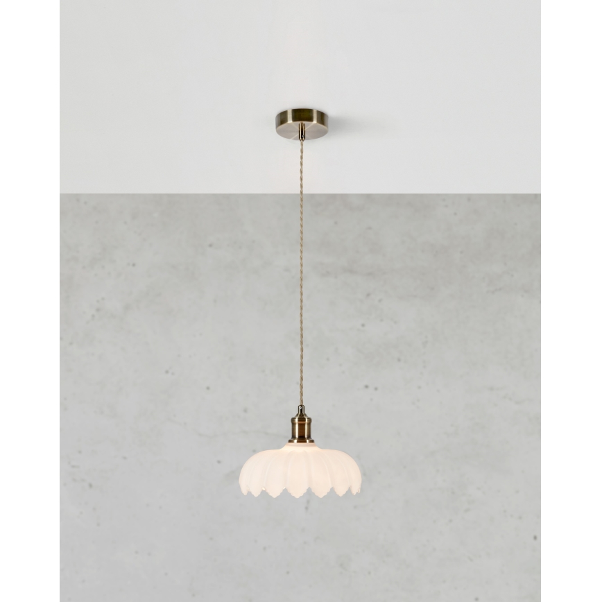 Markslöjd 108857 - Lampadario a sospensione con filo KURAGE 1xE27/40W/230V ottone/bianco