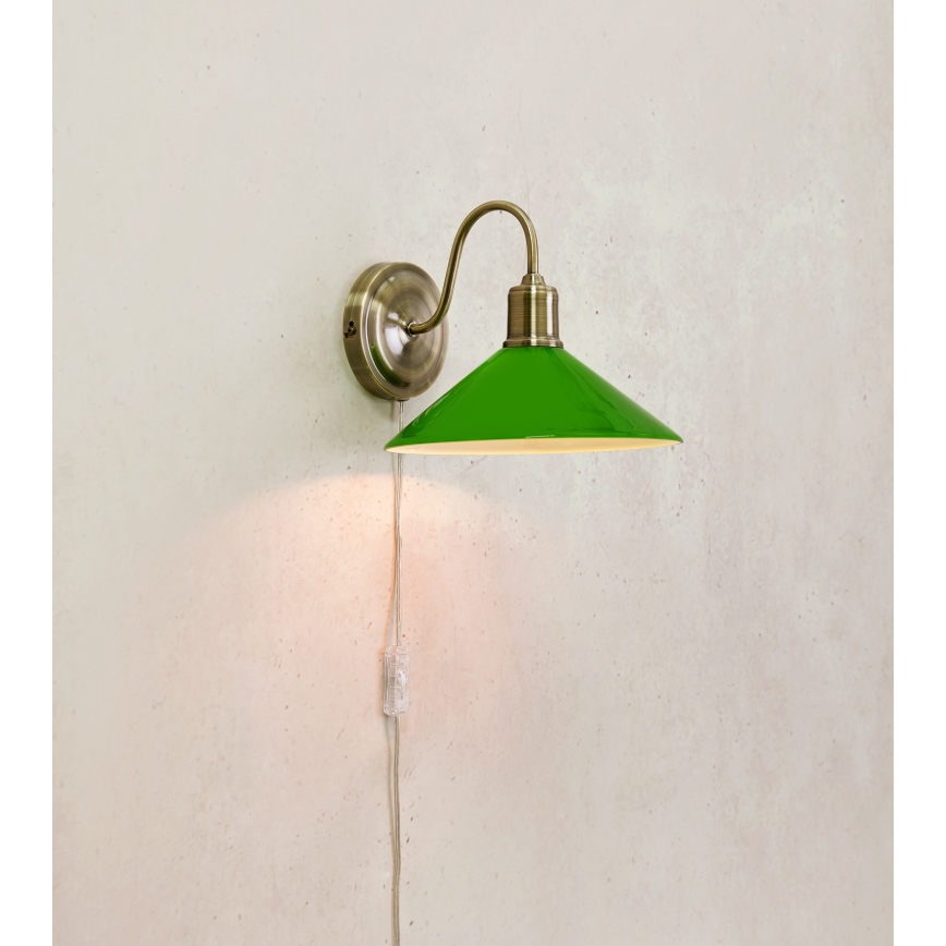 Markslöjd 108866 - Applique VELA 1xE27/40W/230V ottone/verde