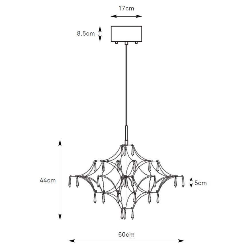 Markslöjd 108869 - Suspension filaire en cristal à intensité variable EFESOS LED/14W/230V d. 60 cm