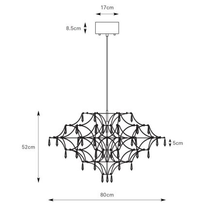 Markslöjd 108870 - Suspension filaire en cristal à intensité variable EFESOS LED/25W/230V d. 80 cm
