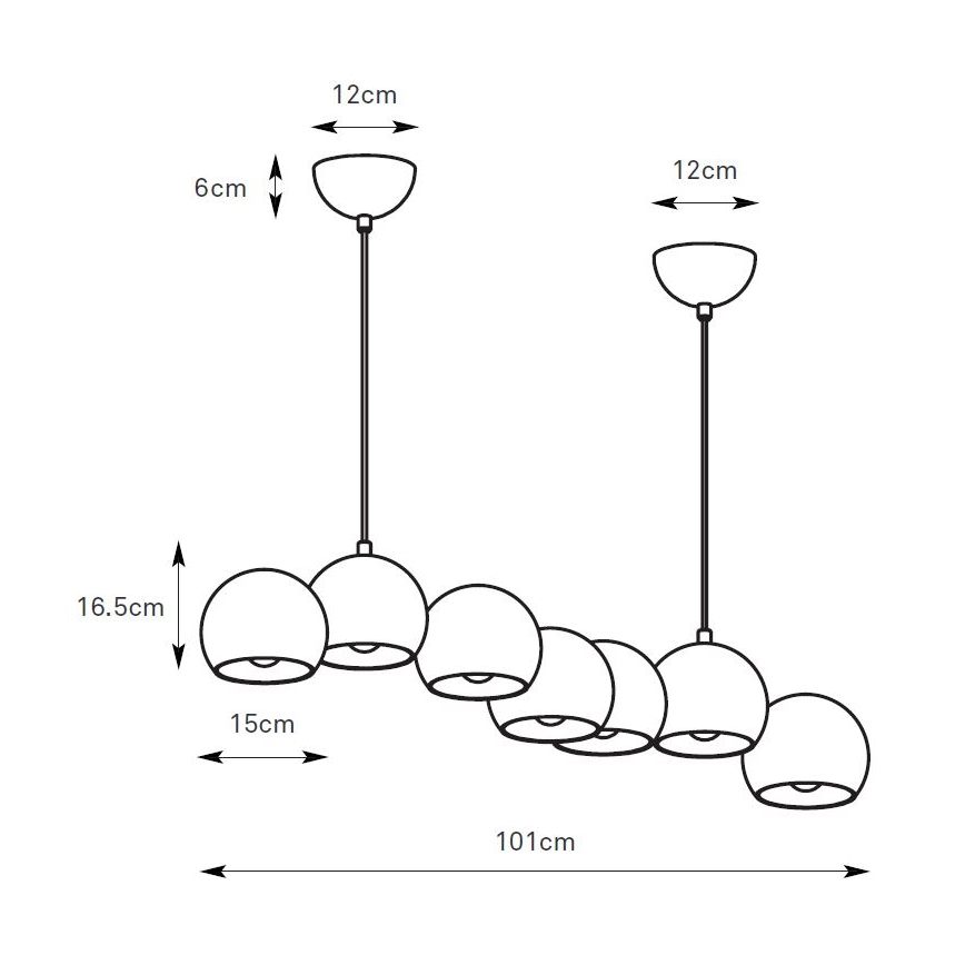 Markslöjd 108914 - Lampadario sospeso a cavo CUPOLO 7xE14/40W/230V grigio