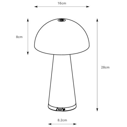 Markslöjd 108950 - LED dimmbare wiederaufladbare Tischleuchte FUNGI LED/1,5W/5V 2000 mAh IP44 grau