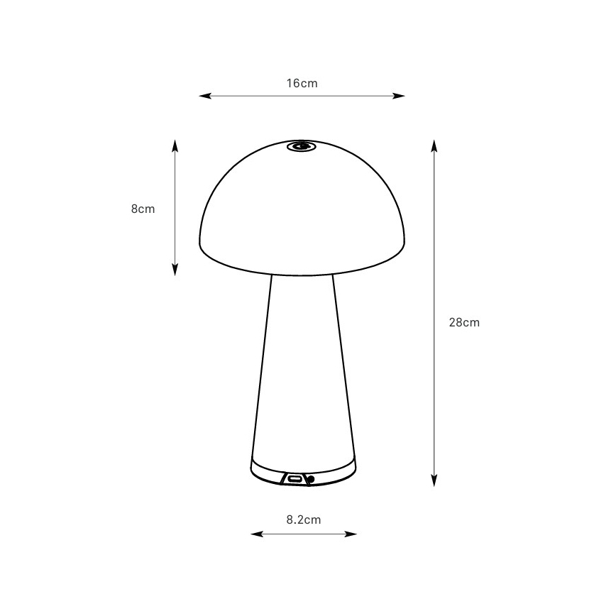 Markslöjd 108950 - Lampe de table LED rechargeable et dimmable FUNGI, 1,5 W / 5 V, 2000 mAh, IP44, gris