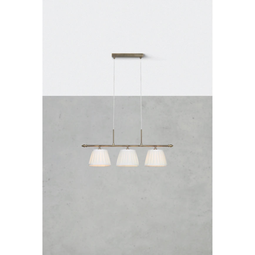 Markslöjd 108975 - Sospensione a cavo OXFORD 3xE14/40W/230V ottone/bianco