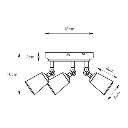 Markslöjd 108980 - Spotleuchte TINY 3xGU10/7W/230V Messing