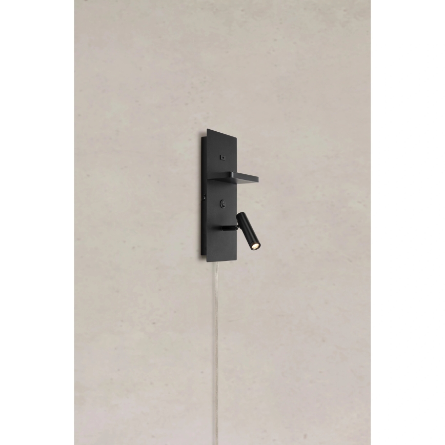 Markslöjd 109018 - Applique murale orientable LED avec étagère intégrée et port USB CARICA LED/4W/230V noir