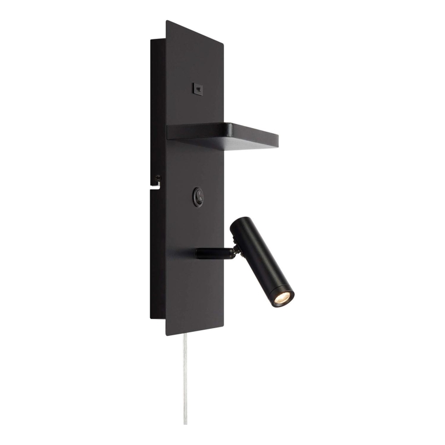 Markslöjd 109018 - Applique murale orientable LED avec étagère intégrée et port USB CARICA LED/4W/230V noir