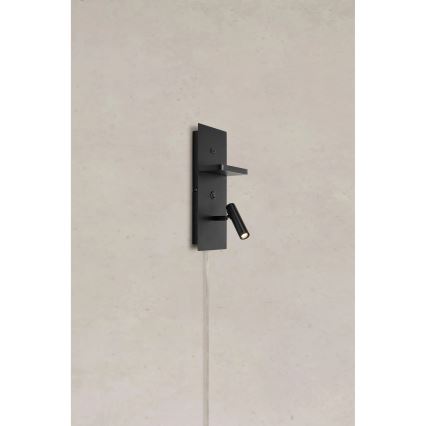 Markslöjd 109018 - LED-Wandspot mit Ablage und USB-Anschluss CARICA LED/4W/230V schwarz