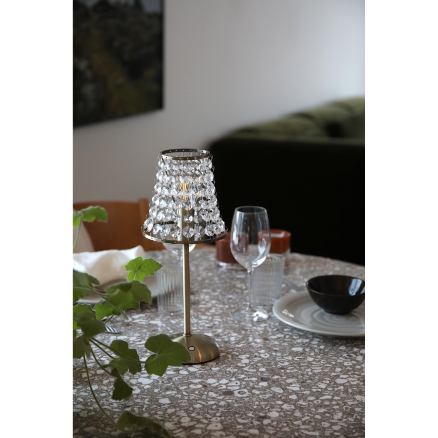 Markslöjd 109125 - Lampe de table tactile LED dimmable rechargeable LIORA 1xE14/2W/2000 mAh en laiton