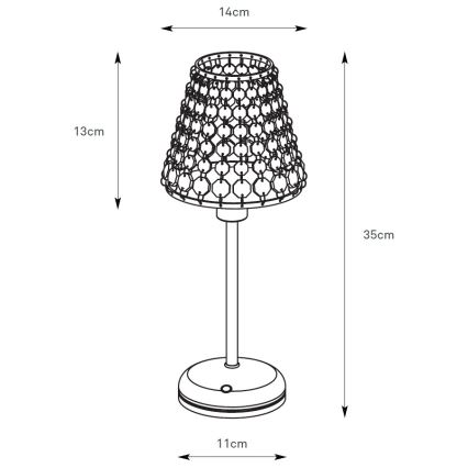 Markslöjd 109125 - Lampe de table tactile LED dimmable rechargeable LIORA 1xE14/2W/2000 mAh en laiton