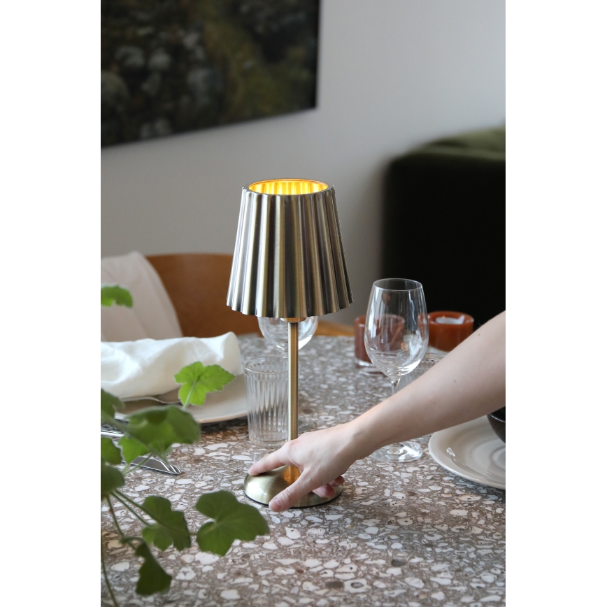 Markslöjd 109127 - Lampe de table LED tactile, dimmable et rechargeable CELIA 1xE14/2W/2000 mAh laiton