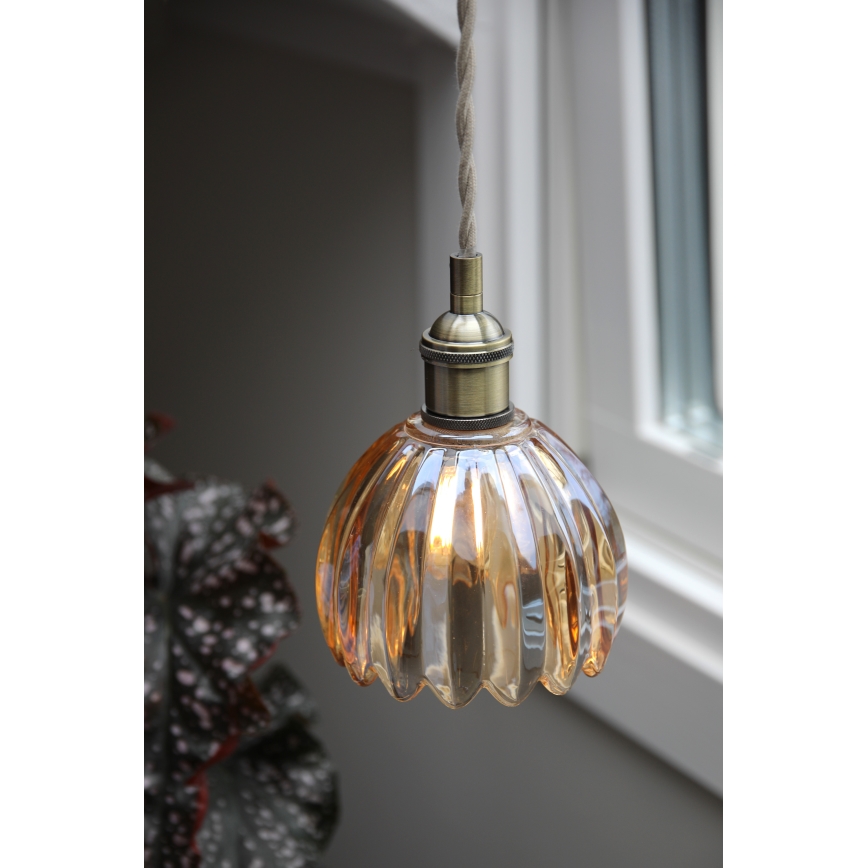 Markslöjd 109137 - Suspension sur câble GOTA 1xE14/40W/230V Ø 13 cm beige fumé/laiton