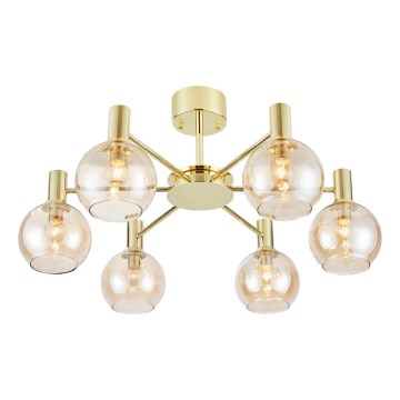 Markslöjd 109152 - Lampadario a plafone AMBRA 6xE14/40W/230V Ø 75 cm dorato/beige fumé