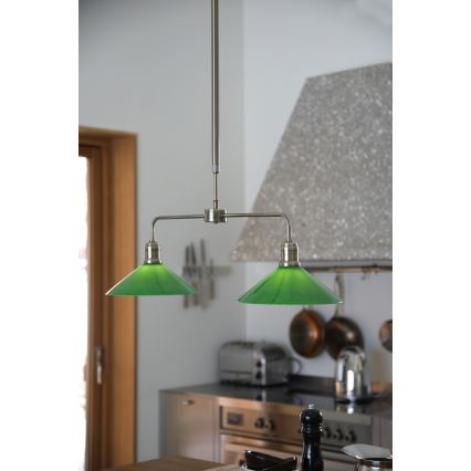 Markslöjd 109161 - Lampadario su asta VELA 2xE27/60W/230V verde/ottone