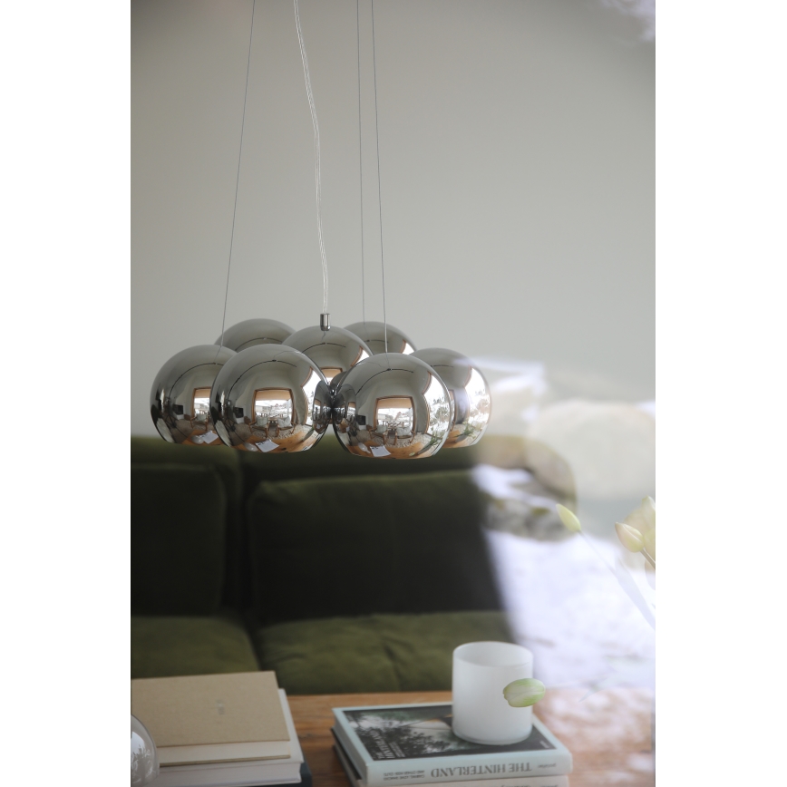 Markslöjd 109167 - Lampadario a sospensione su cavo CUPOLO 7xE14/40W/230V Ø 45 cm cromo lucido
