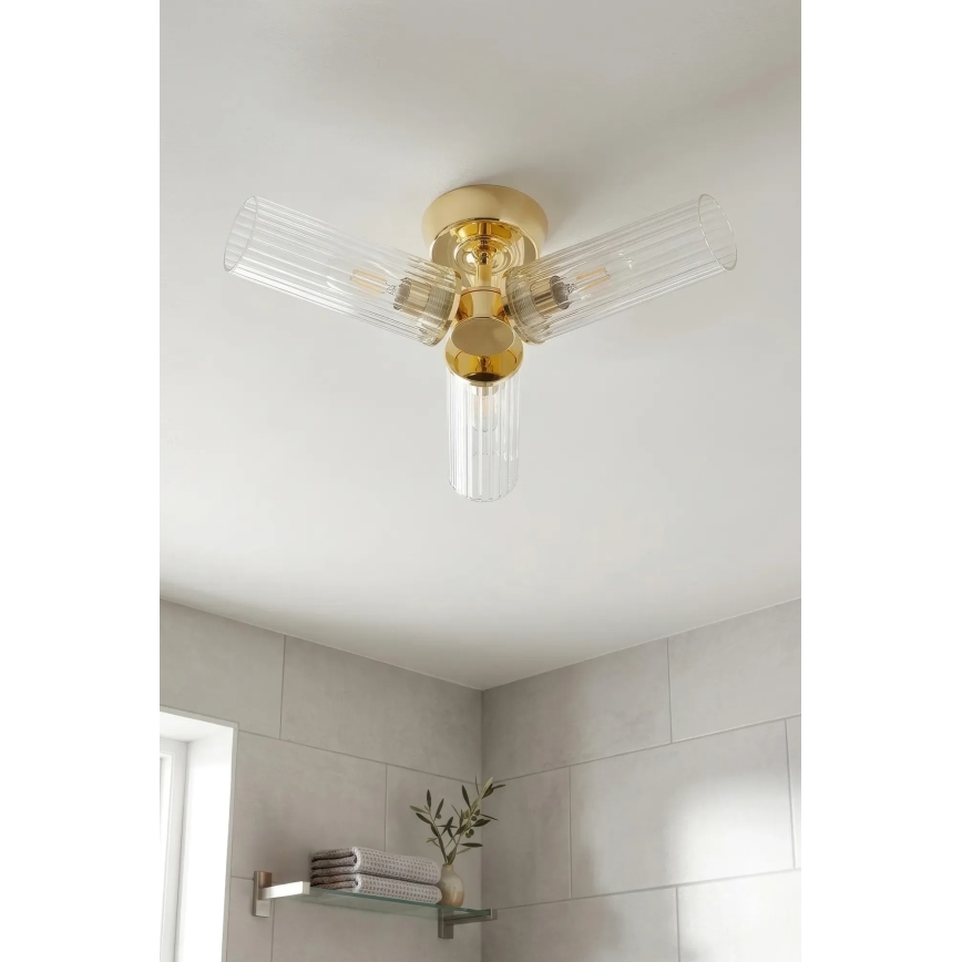 Markslöjd 109238 - Plafoniera da bagno RIMINI 3xG9/20W/230V IP44 ottone