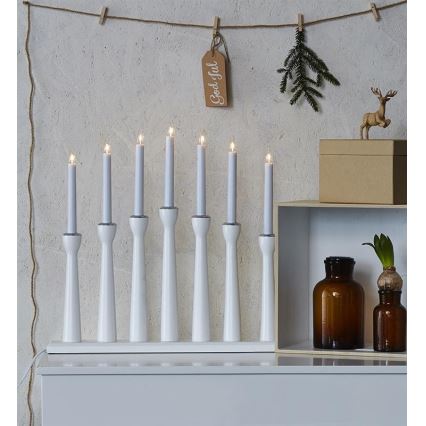 Markslöjd 702232 - Candelabro di Natale MASESKÄR 7xE10/3W/230V bianco
