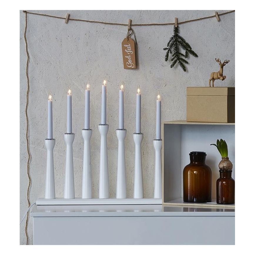 Markslöjd 702232 - Candelabro di Natale MASESKÄR 7xE10/3W/230V bianco