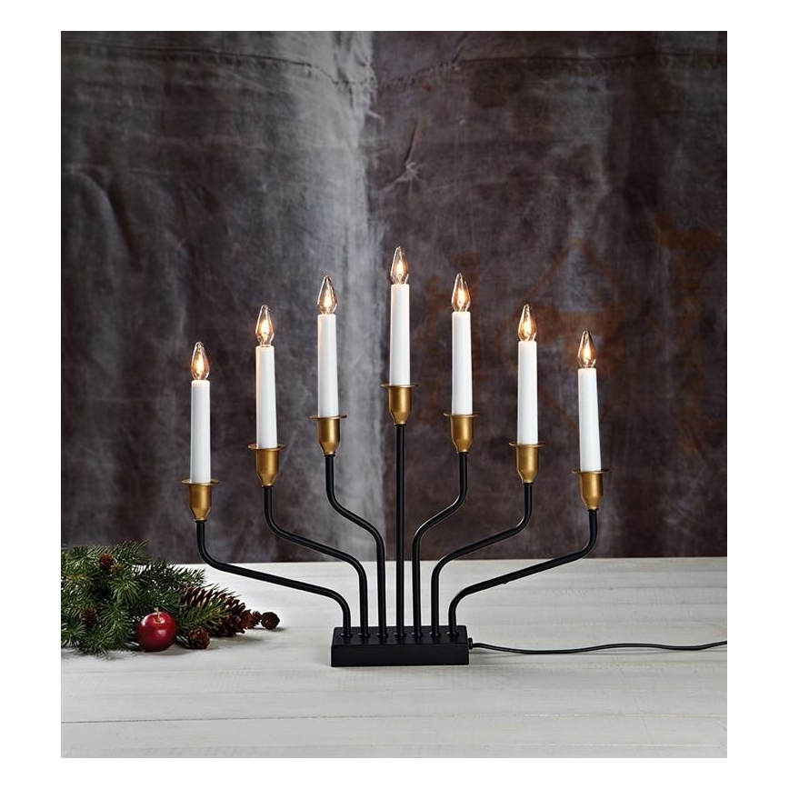 Markslöjd 703578 - Candelabro di Natale BROSA 7xE10/3W/230/34V nero