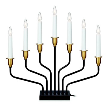 Markslöjd 703578 - Candelabro natalizio BROSA 7xE10/3W/230/34V nero