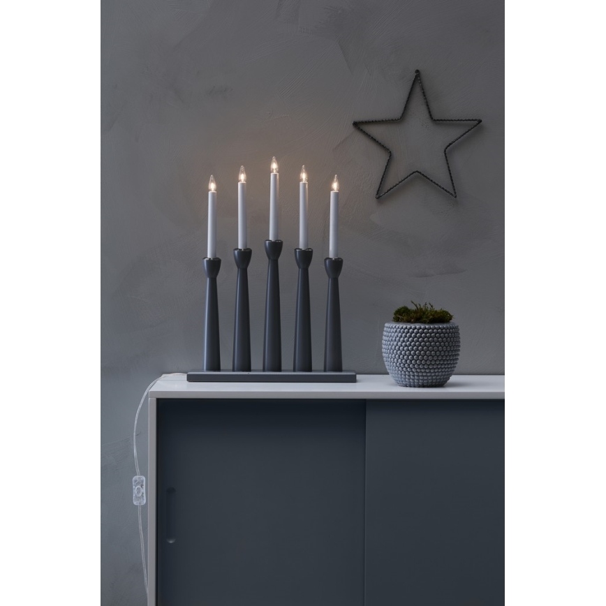 Markslöjd 704197 - Bougeoir de Noël MASESKÄR 5xE10/3W/230V gris