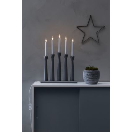 Markslöjd 704197 - Weihnachtskerzenhalter MASESKÄR 5xE10/3W/230V grau