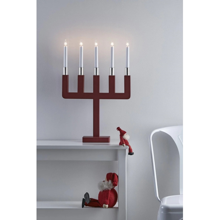 Markslöjd 704220 - Candelabro natalizio SUNDSTOORP 5xE10/3W/230V rosso