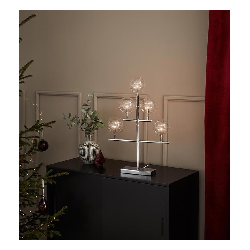 Markslöjd 704820 - Candelabro natalizio MAESTRO 5xE5/0,8W/230/12V cromo lucido