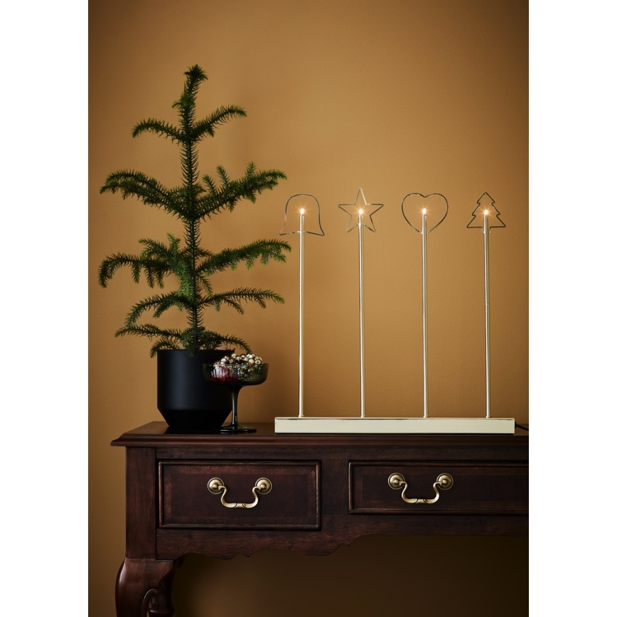 Markslöjd 705254 - Candelabro di Natale GINGER 4xE5/0,8W/230/12V ottone