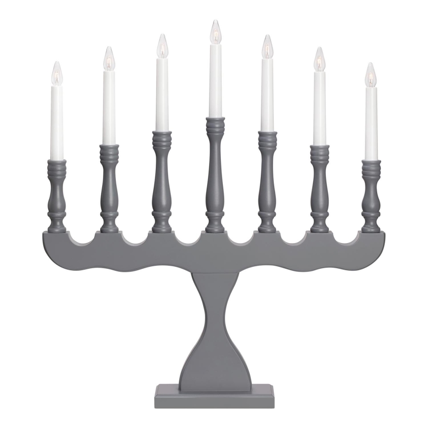 Markslöjd 705813 - Candelabro natalizio SVANEHOLM 7xE10/3W/230V pino/grigio