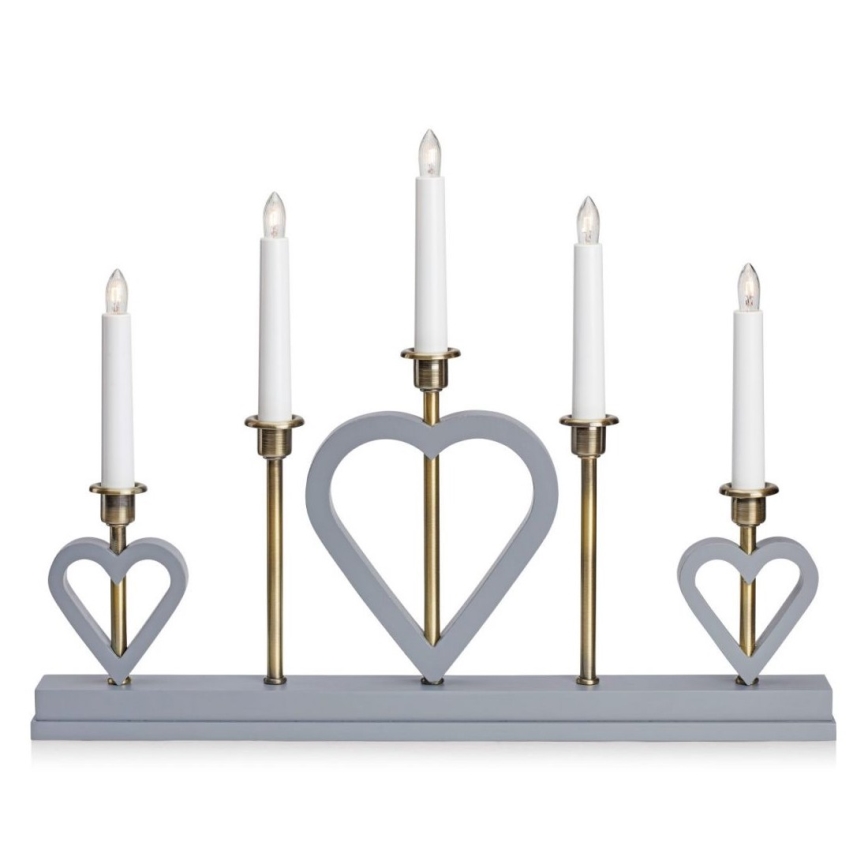 Markslöjd 705831 - Candelabro natalizio MELISSA 5xE10/3W/230V grigio