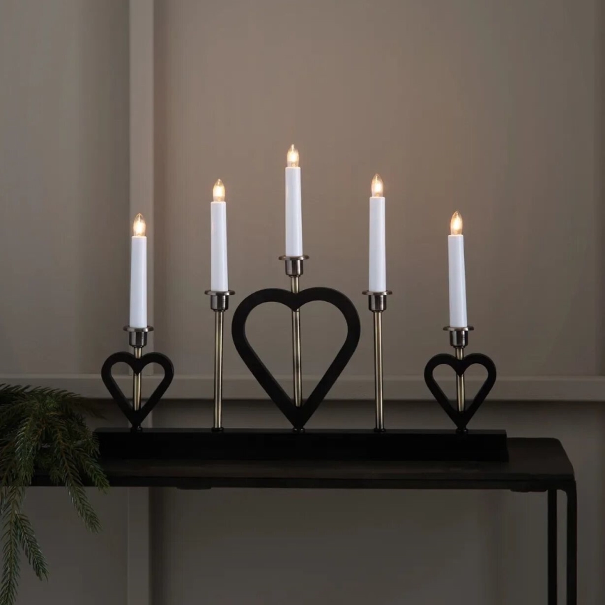 Markslöjd 705938 - Candelabro natalizio MELISSA 5xE10/3W/230V nero/ottone