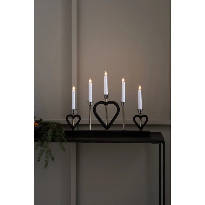 Markslöjd 705938 - Weihnachtsleuchter MELISSA 5xE10/3W/230V Schwarz/Messing