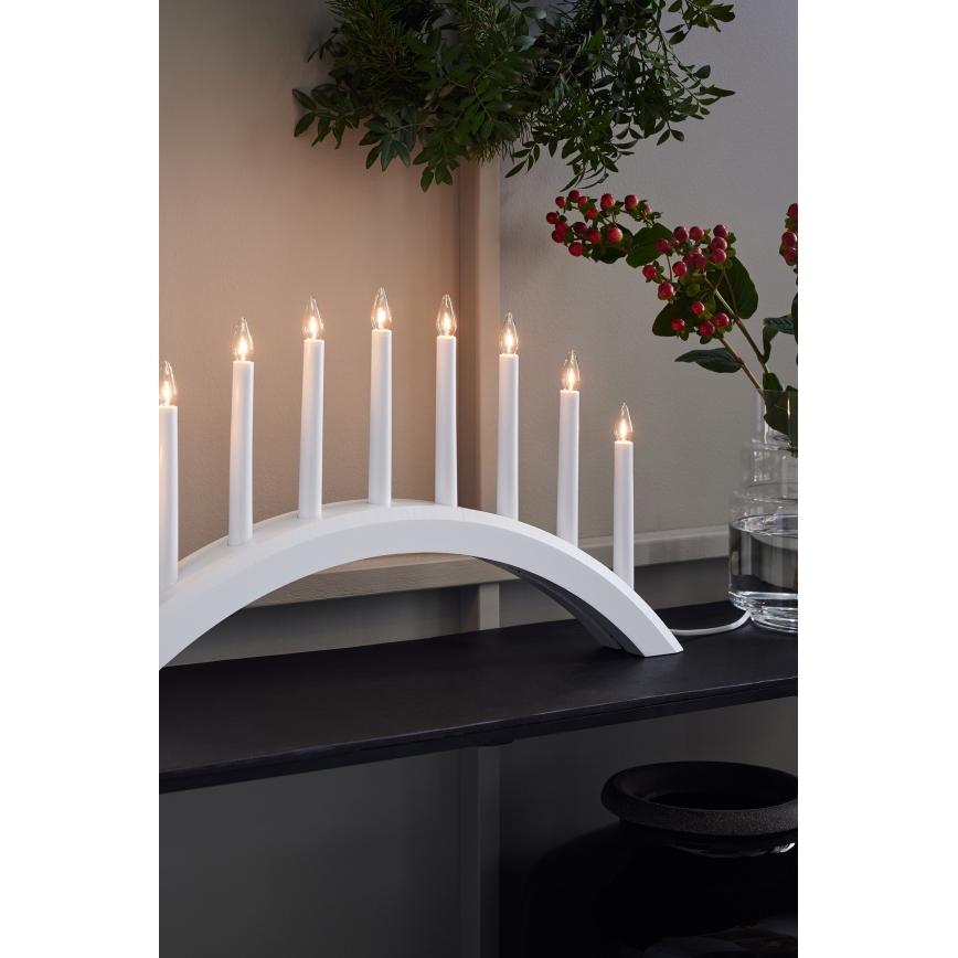 Markslöjd 705954 - Candelabro natalizio AVENTO 9xE10/3W/230V bianco