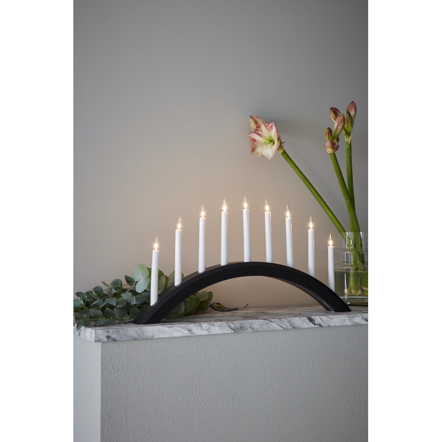 Markslöjd 705957 - Candelabro natalizio AVENTO 9xE10/3W/230V nero