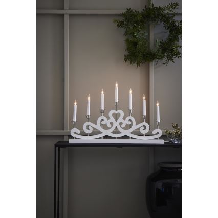 Markslöjd 705965 - Bougeoir de Noël NIGHTFALL 7xE10/3W/230V blanc