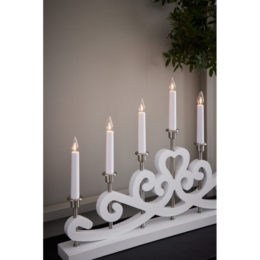 Markslöjd 705965 - Bougeoir de Noël NIGHTFALL 7xE10/3W/230V blanc