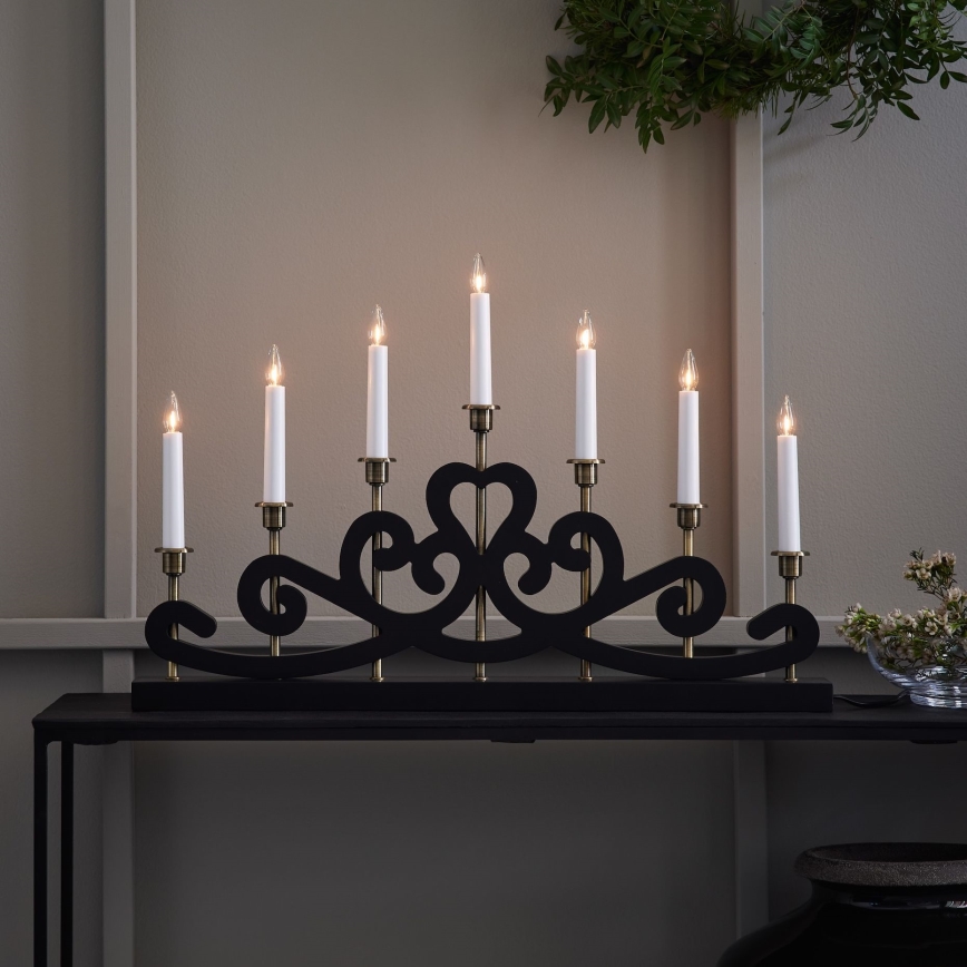 Markslöjd 705966 - Chandelier de Noël NIGHTFALL 7xE10/3W/230V noir/laiton