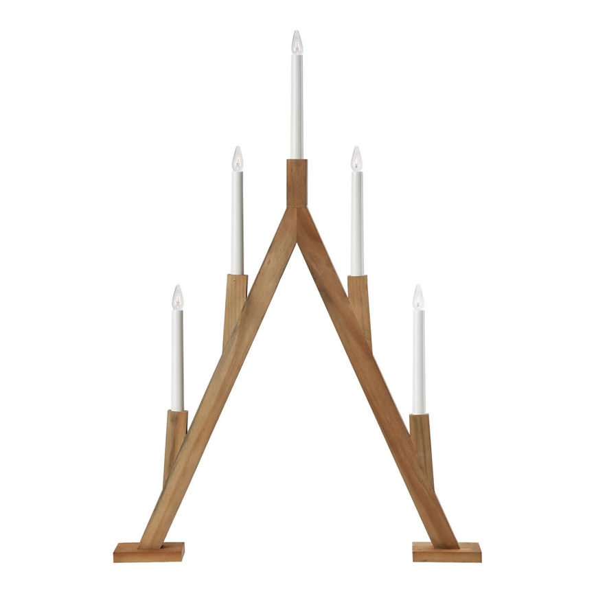 Markslöjd 706161 - Candelabro natalizio BJURFORS 5xE10/3W/230V marrone