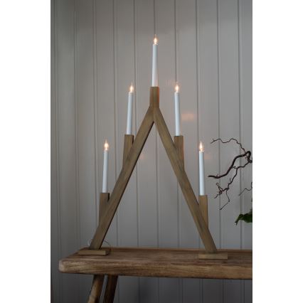 Markslöjd 706161 - Candelabro natalizio BJURFORS 5xE10/3W/230V marrone