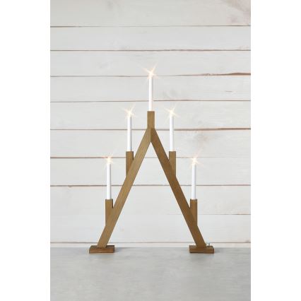 Markslöjd 706161 - Candelabro natalizio BJURFORS 5xE10/3W/230V marrone